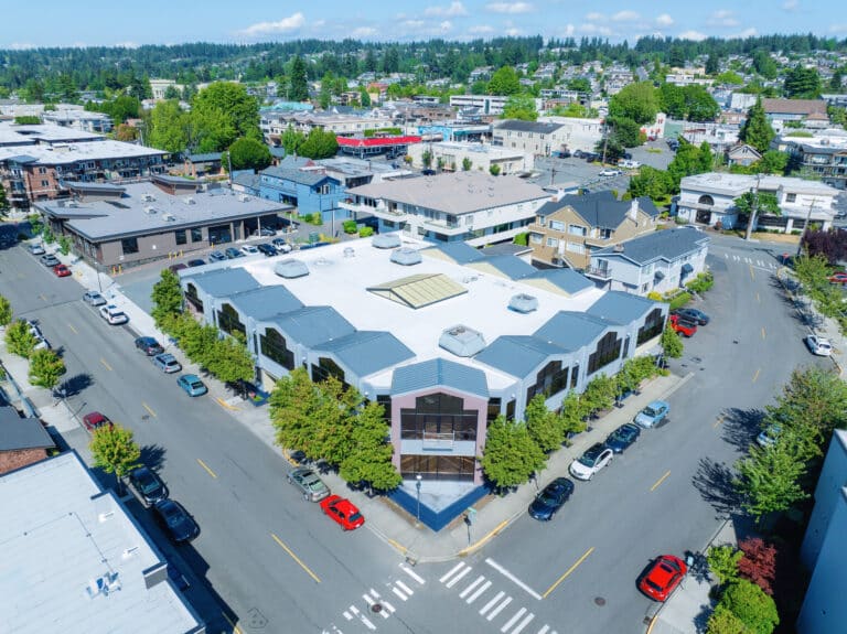 Waterworks Building Aerial Exterior at a high angle