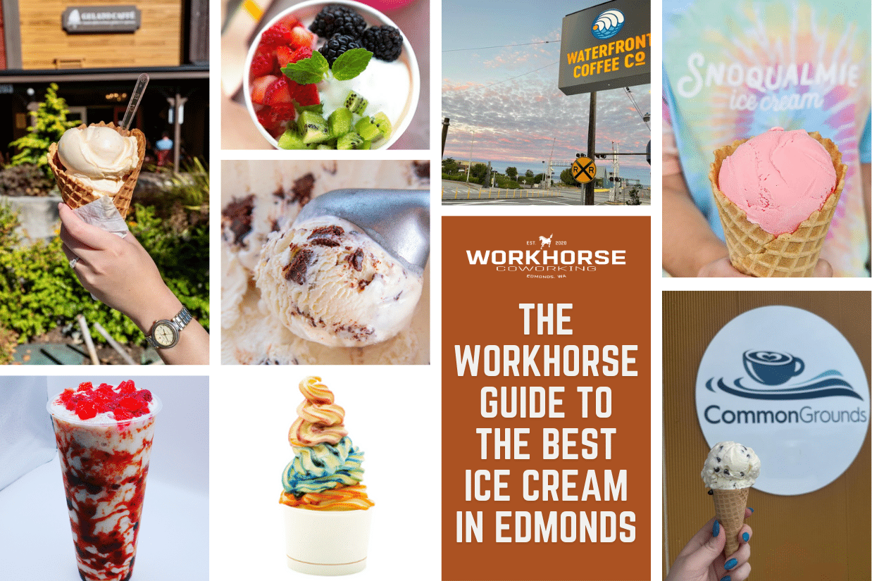 The Workhorse Guide to The Best Ice Cream in Edmonds collage with ice cream photos